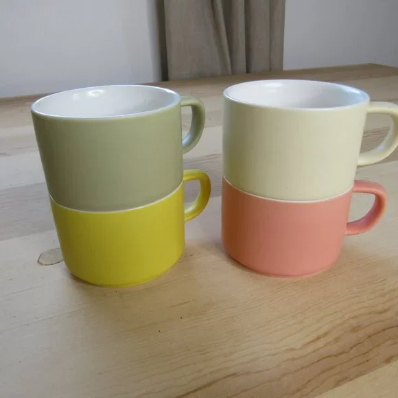 VTG Totem stack pastel mugs IMM-living 1993, Set of 4, Excellent Condition